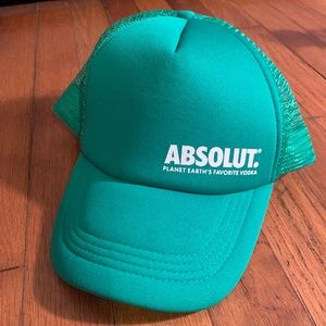 Absolut Vodka green trucker hat w SnapBack. Unisex. New without tag